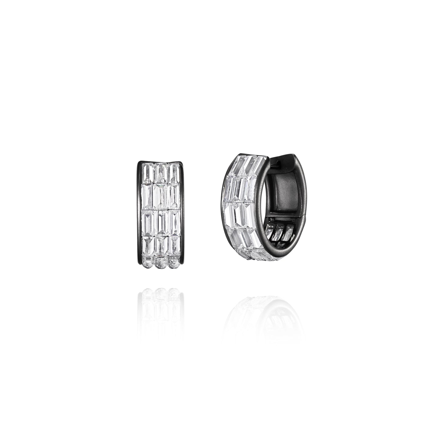 Reverse Set Baguette Diamond Earrings