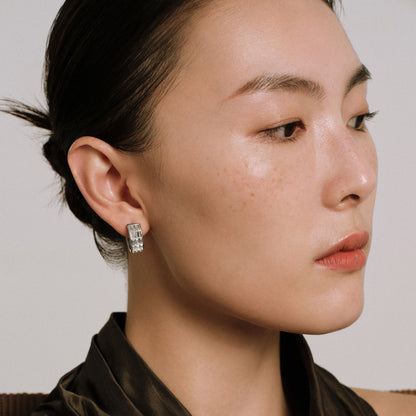 Reverse Set Baguette Diamond Earrings