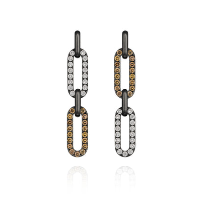 Interchangeable Brown, White Diamond Earrings